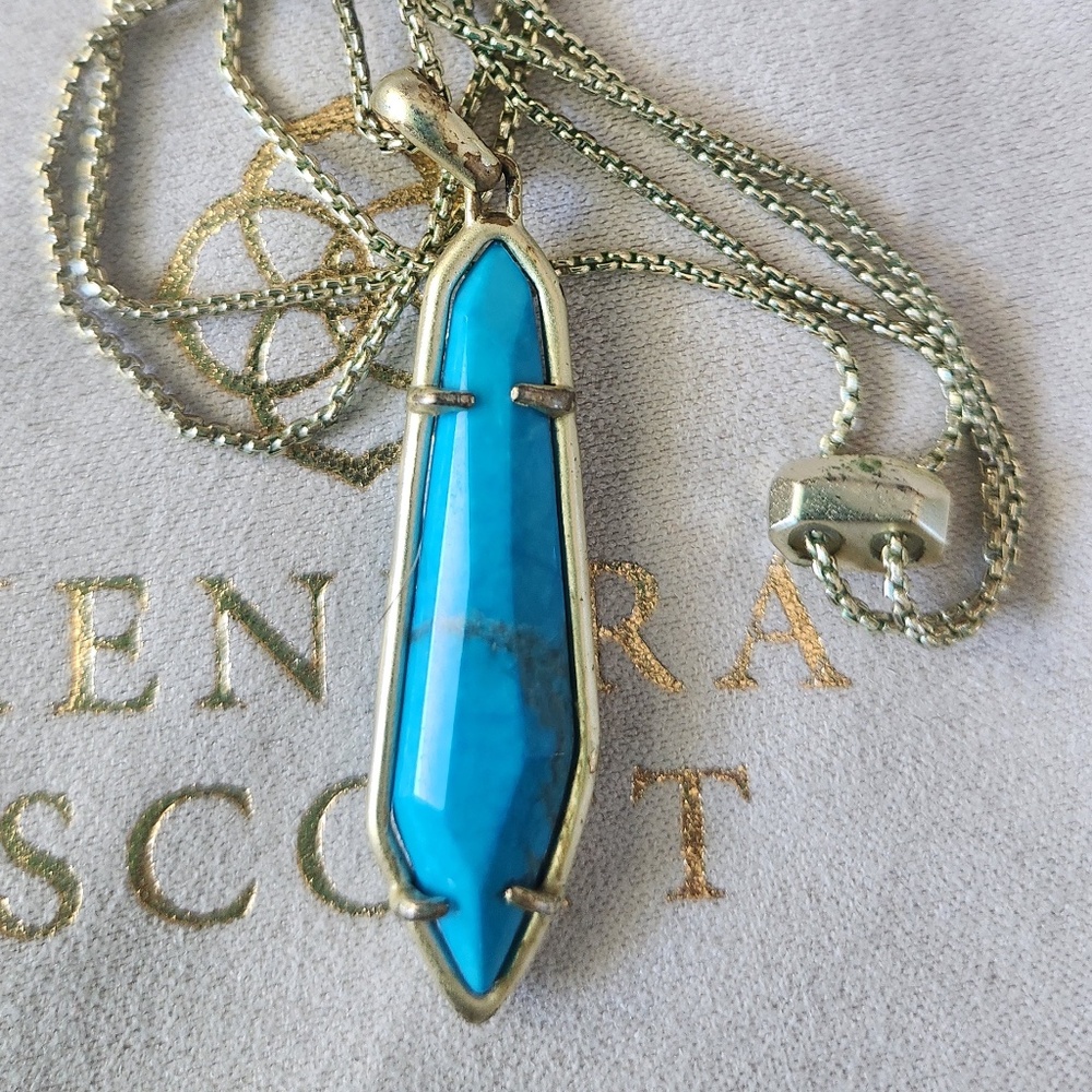 Kendra Scott Cassidy Aquea Turquoise Blue Howlite, gold, preloved